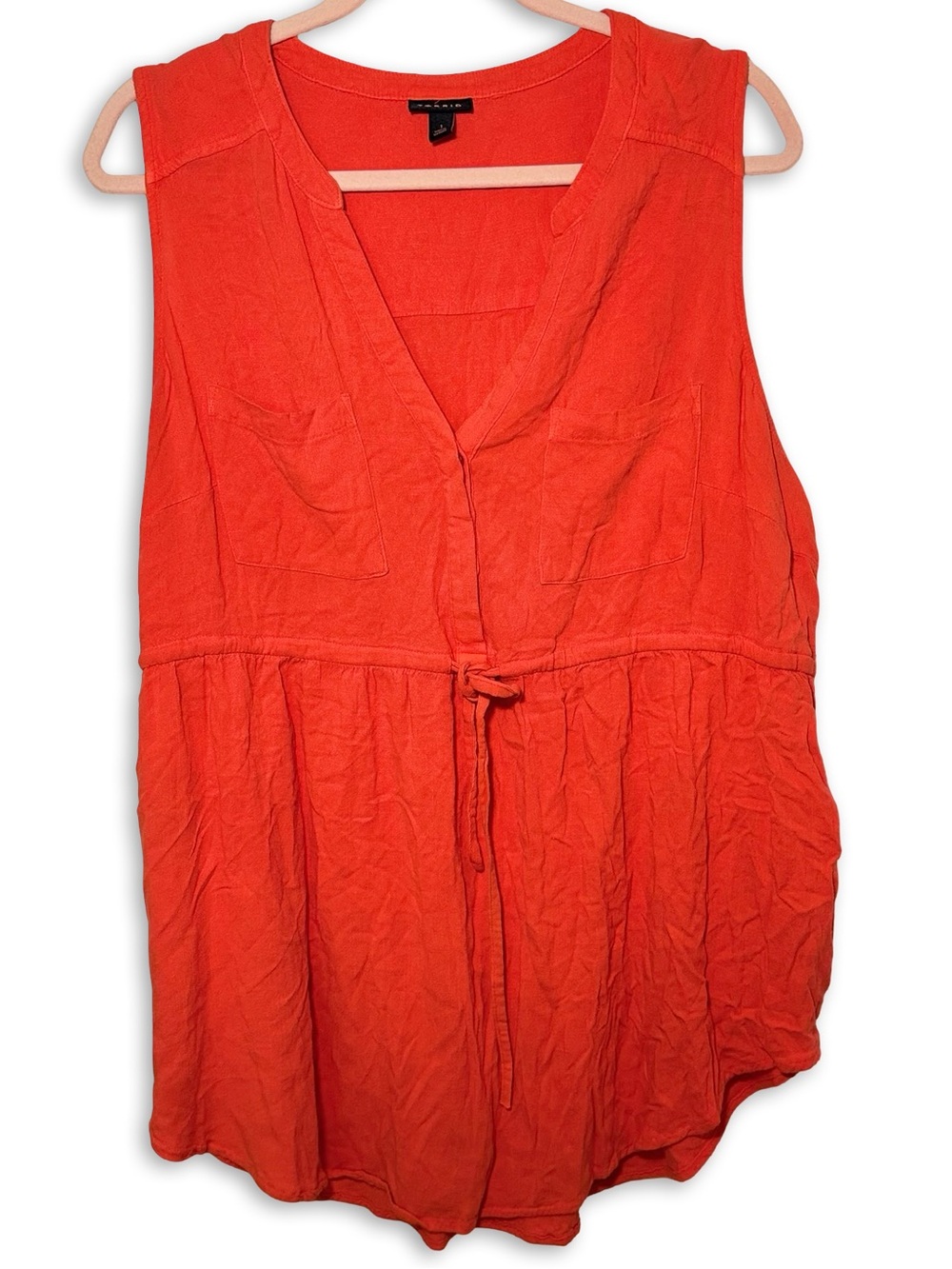 torrid Sleeveless V-Neck drawstring waist tank top in Bright red